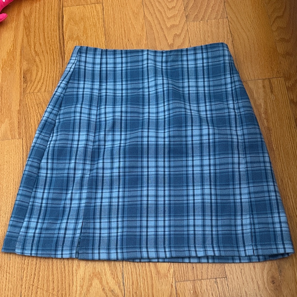 Brandy Melville Navy Plaid A-Line Skirt